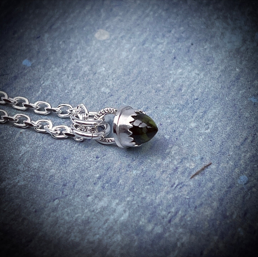 Spelldrop Pendant | Sterling Silver Moldavite Bullet Pendant