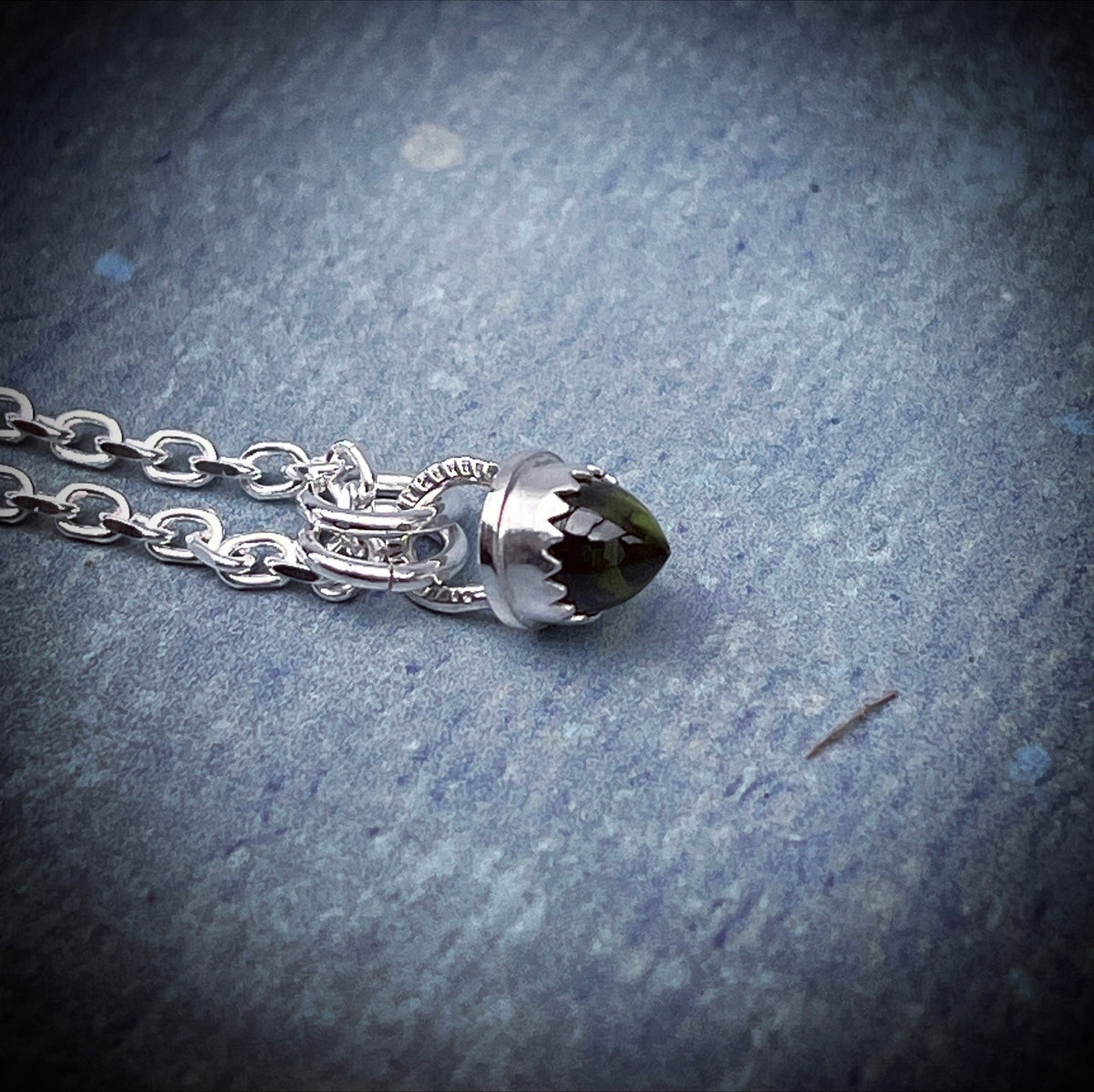 Spelldrop Pendant | Sterling Silver Moldavite Bullet Pendant
