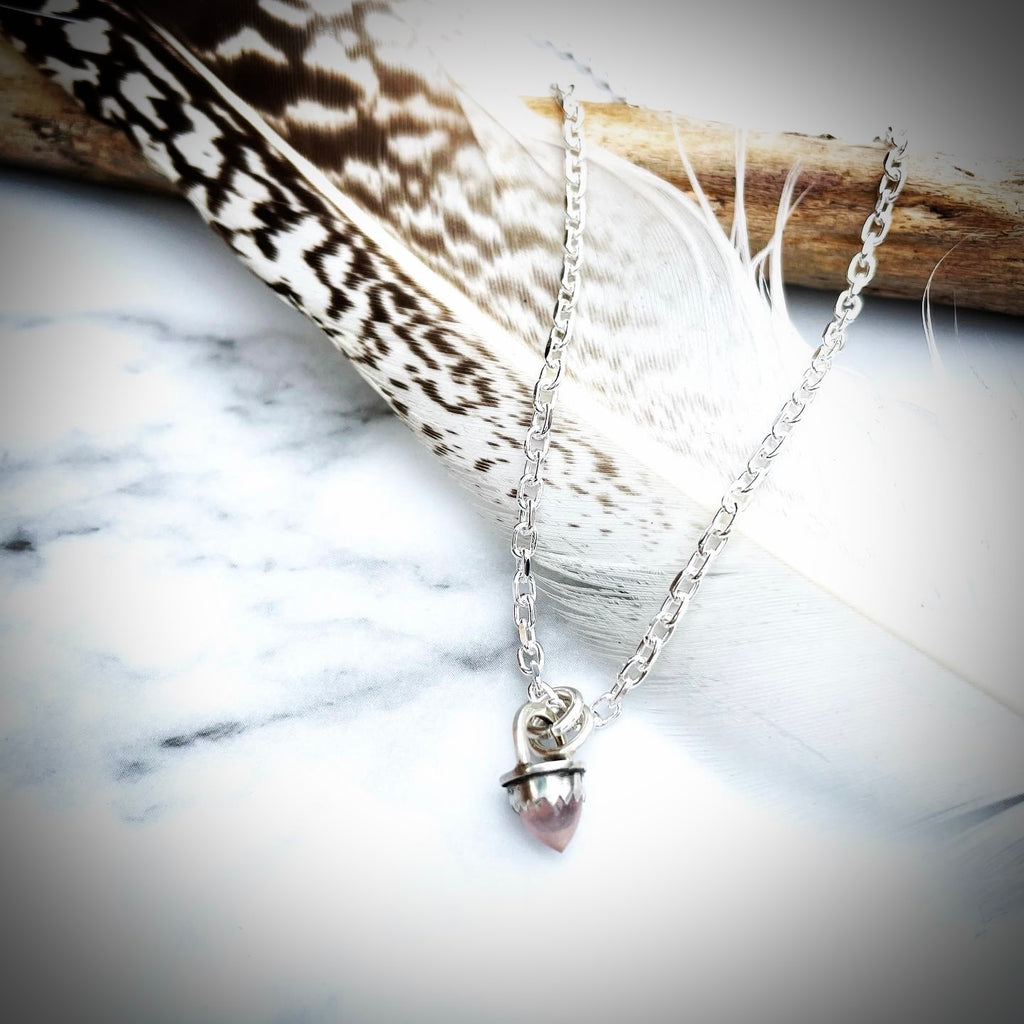 Spelldrop Pendant | Sterling Silver Rose Quartz Bullet Pendant