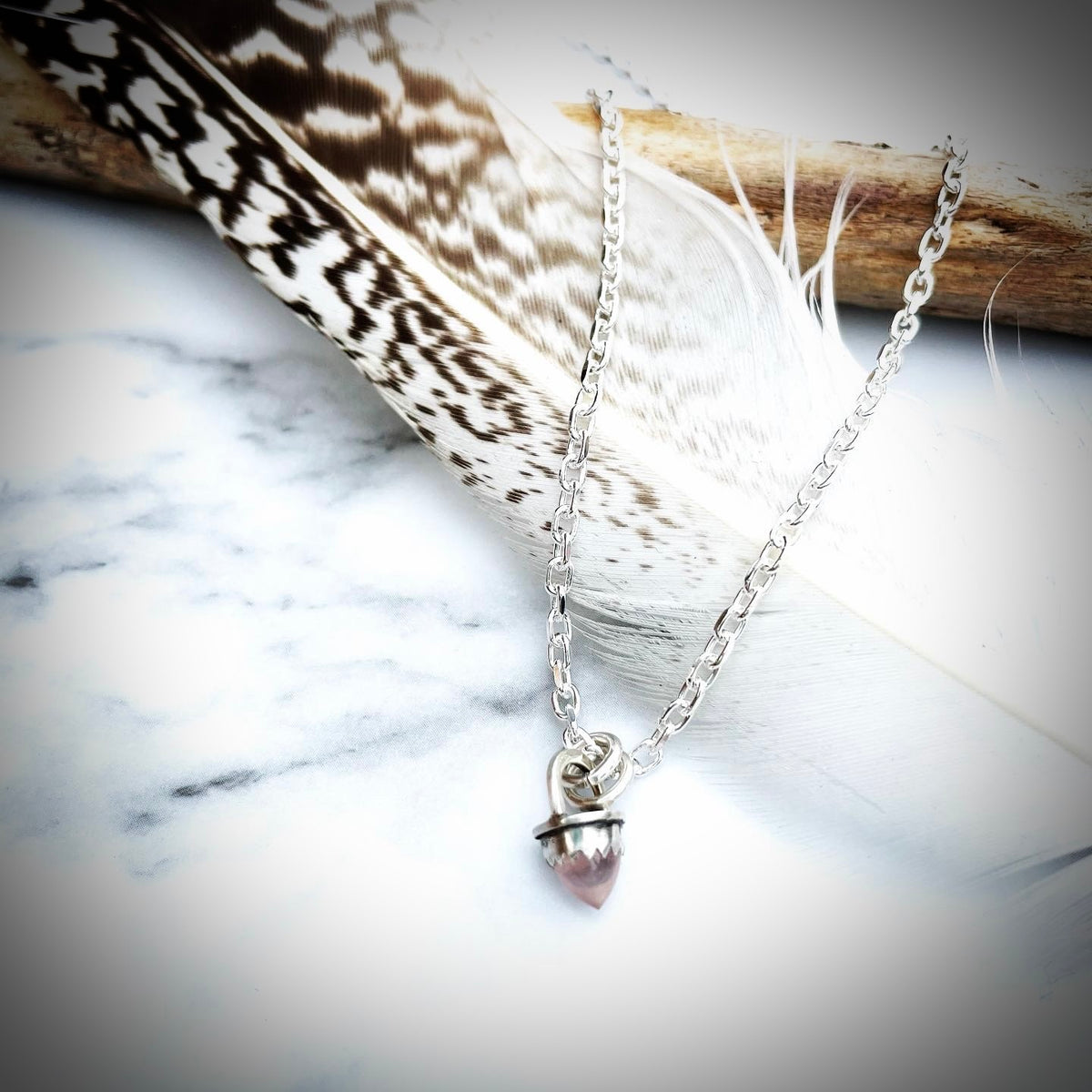 Spelldrop Pendant | Sterling Silver Rose Quartz Bullet Pendant