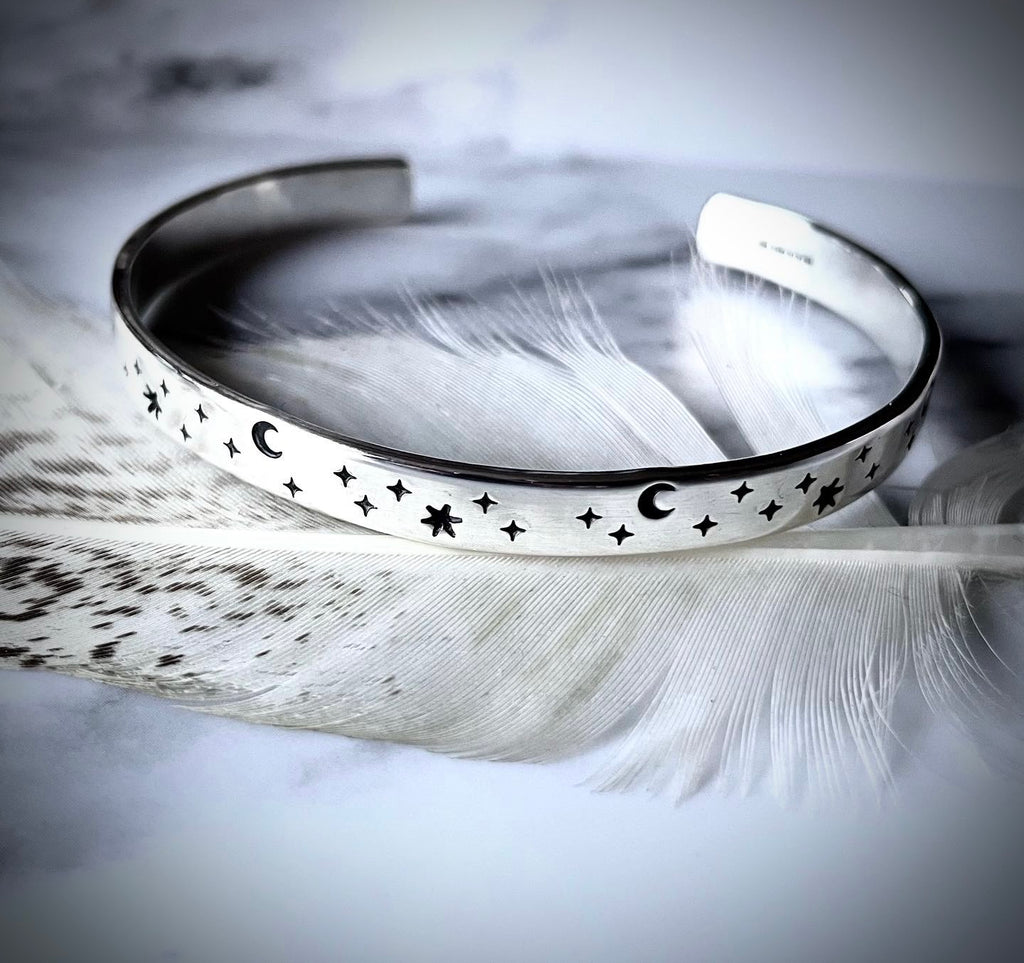 Andromeda Cuff | Sterling Silver Moon and Star Cuff Bracelet