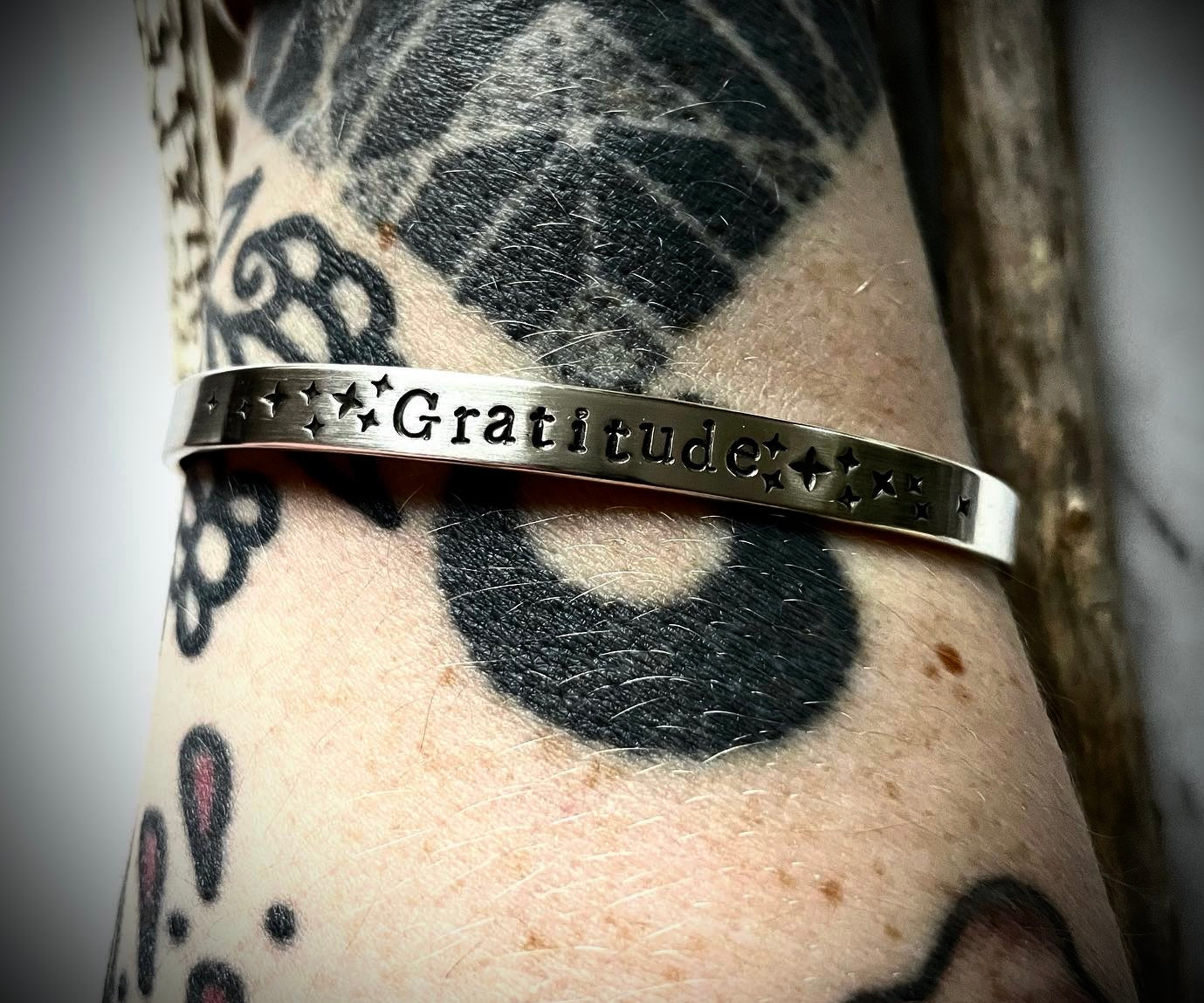 Personalised Word Cuff | Sterling Silver Star Stamped Cuff Bracelet