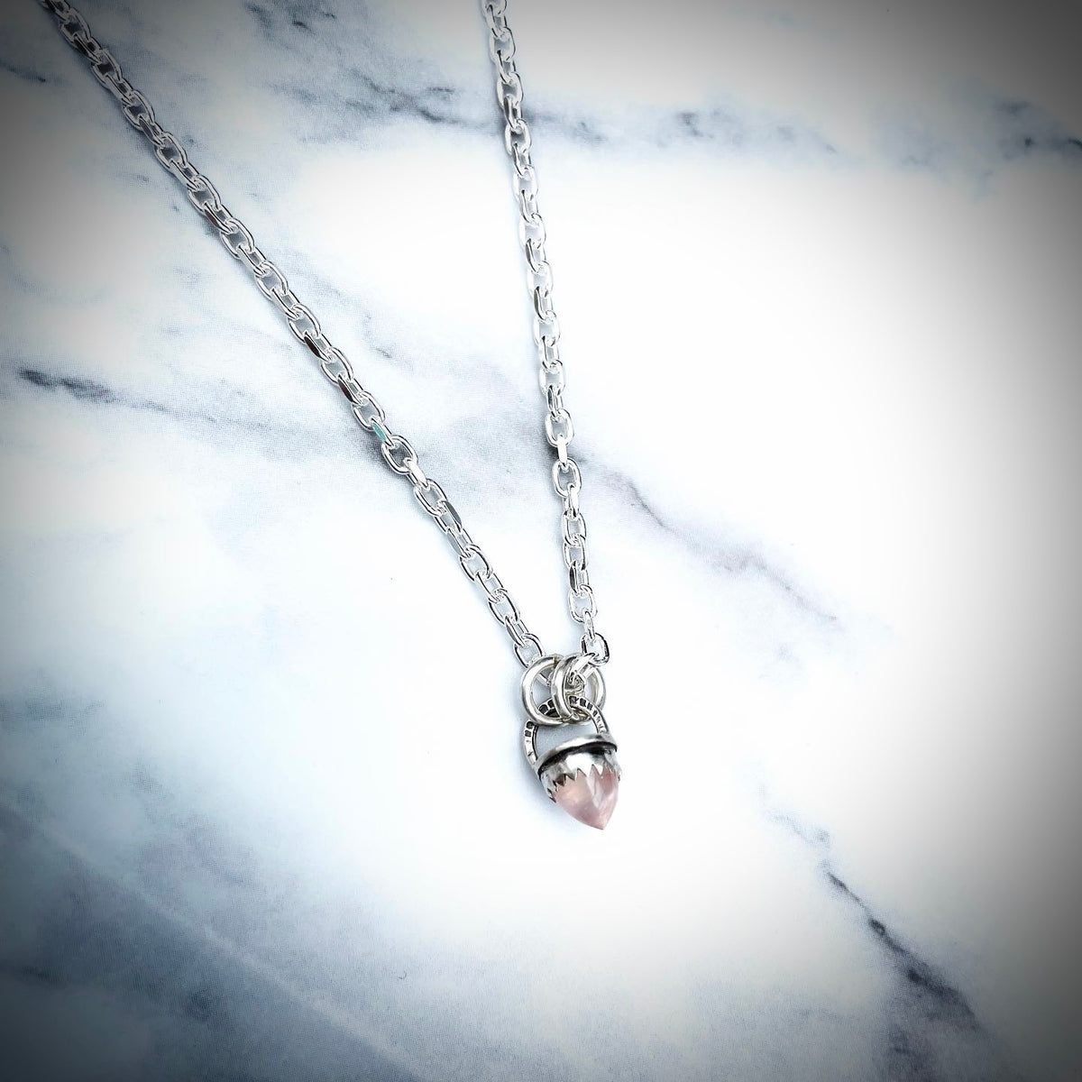 Spelldrop Pendant | Sterling Silver Rose Quartz Bullet Pendant
