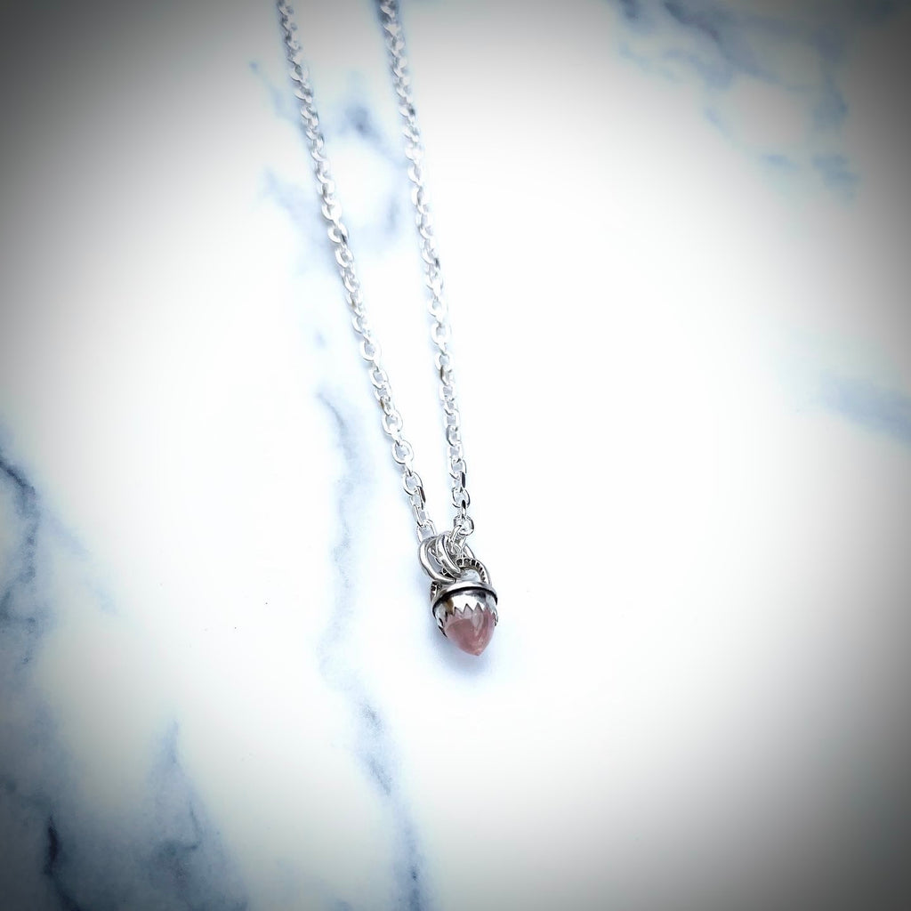 Spelldrop Pendant | Sterling Silver Rose Quartz Bullet Pendant