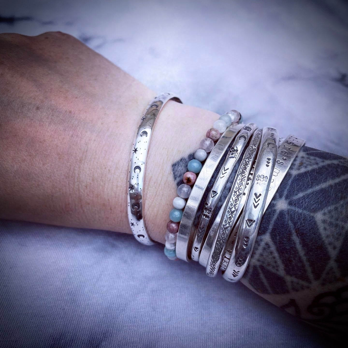 Nyx Cuff | Sterling Silver Moon and Star Cuff Bracelet