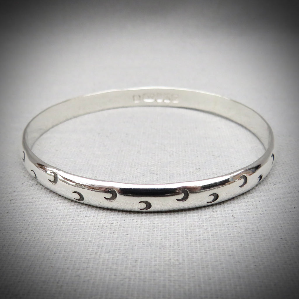 Title: Selene Bangle | Sterling Silver Moon Bangle