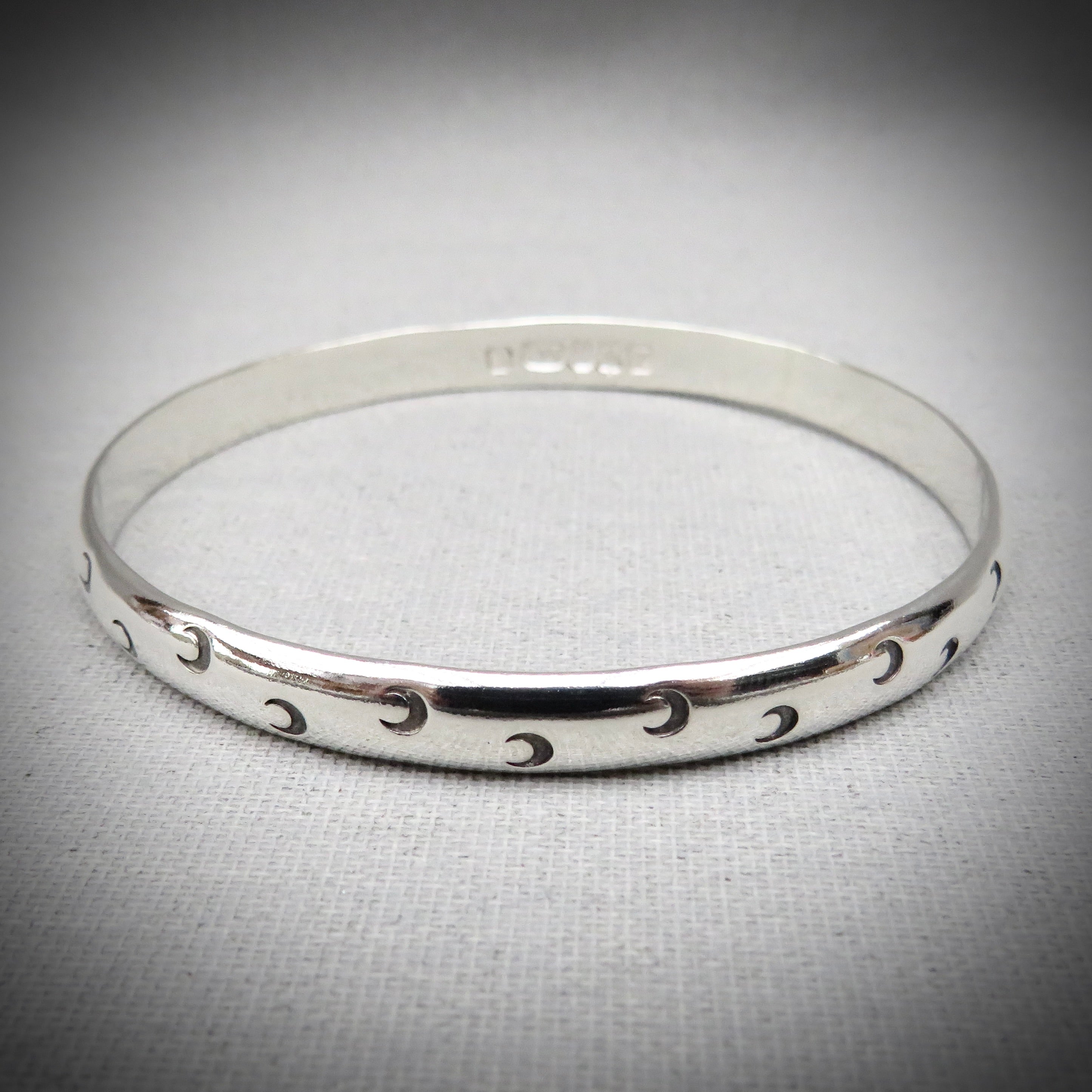 Title: Selene Bangle | Sterling Silver Moon Bangle