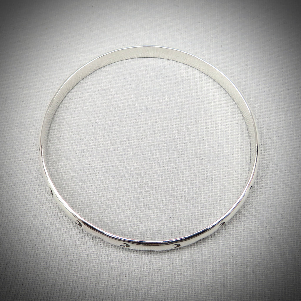 Title: Selene Bangle | Sterling Silver Moon Bangle