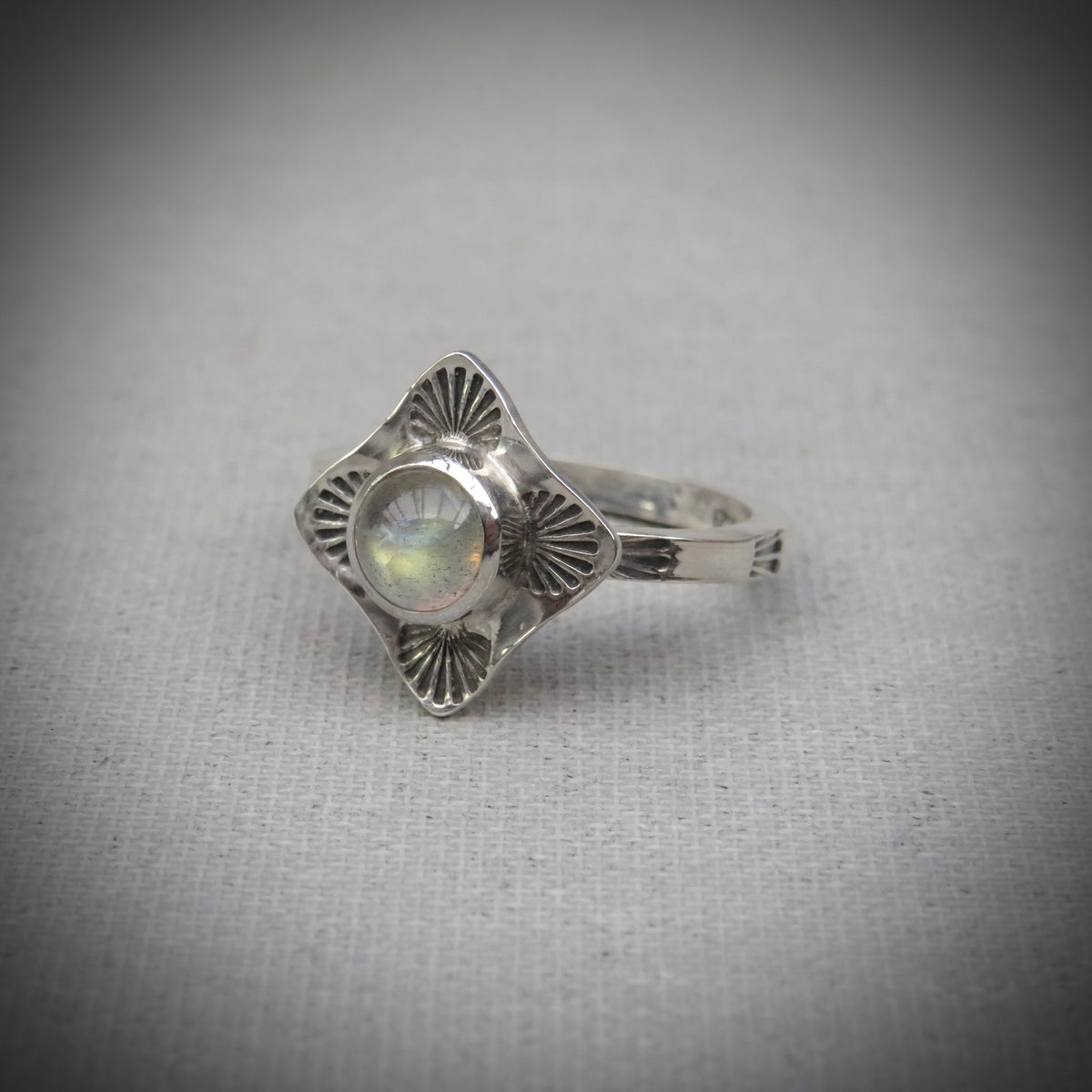 Aurelia Ring | Sterling Silver Sunburst Ring with Labradorite