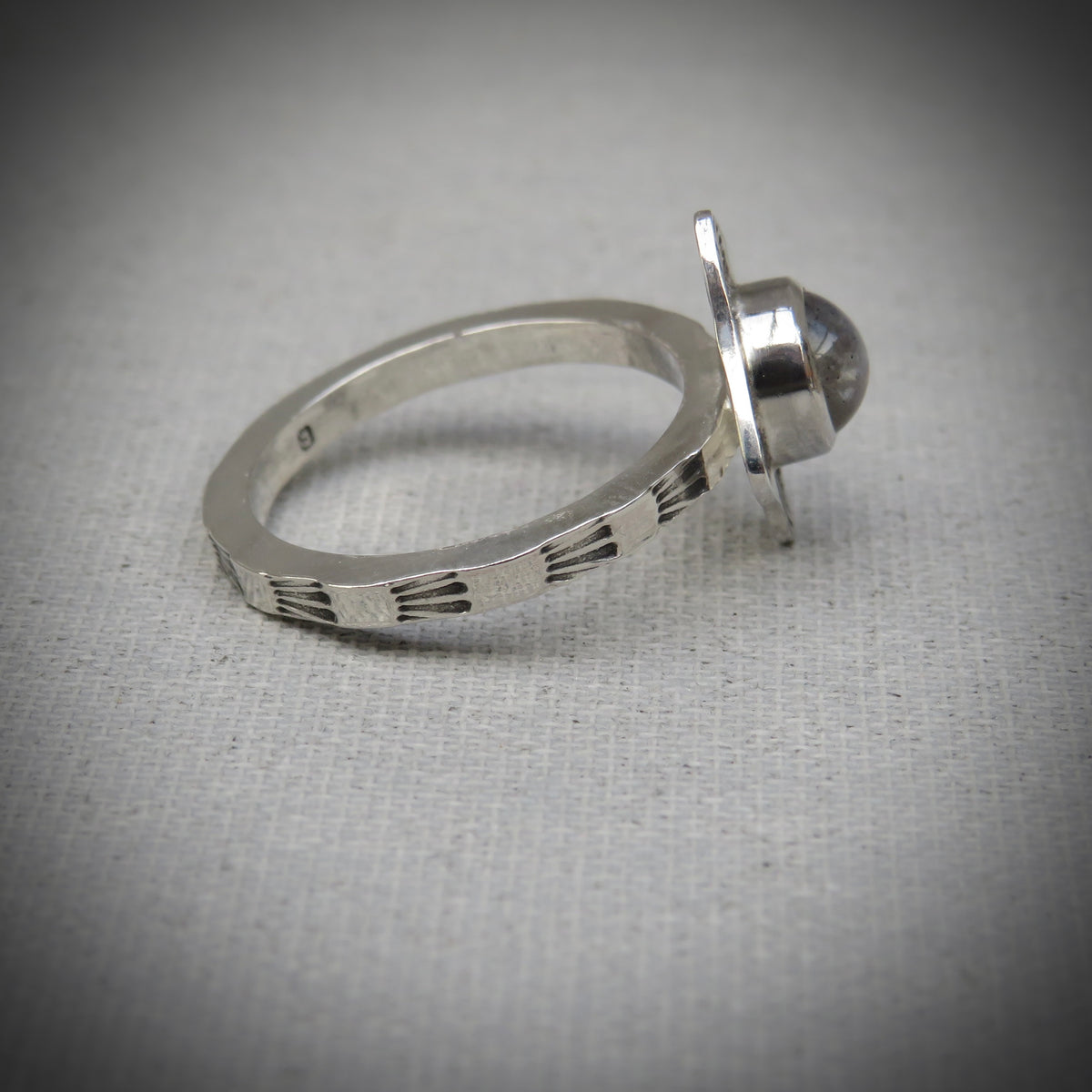Aurelia Ring | Sterling Silver Sunburst Ring with Labradorite