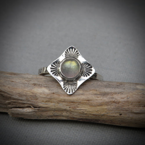 Aurelia Ring | Sterling Silver Sunburst Ring with Labradorite