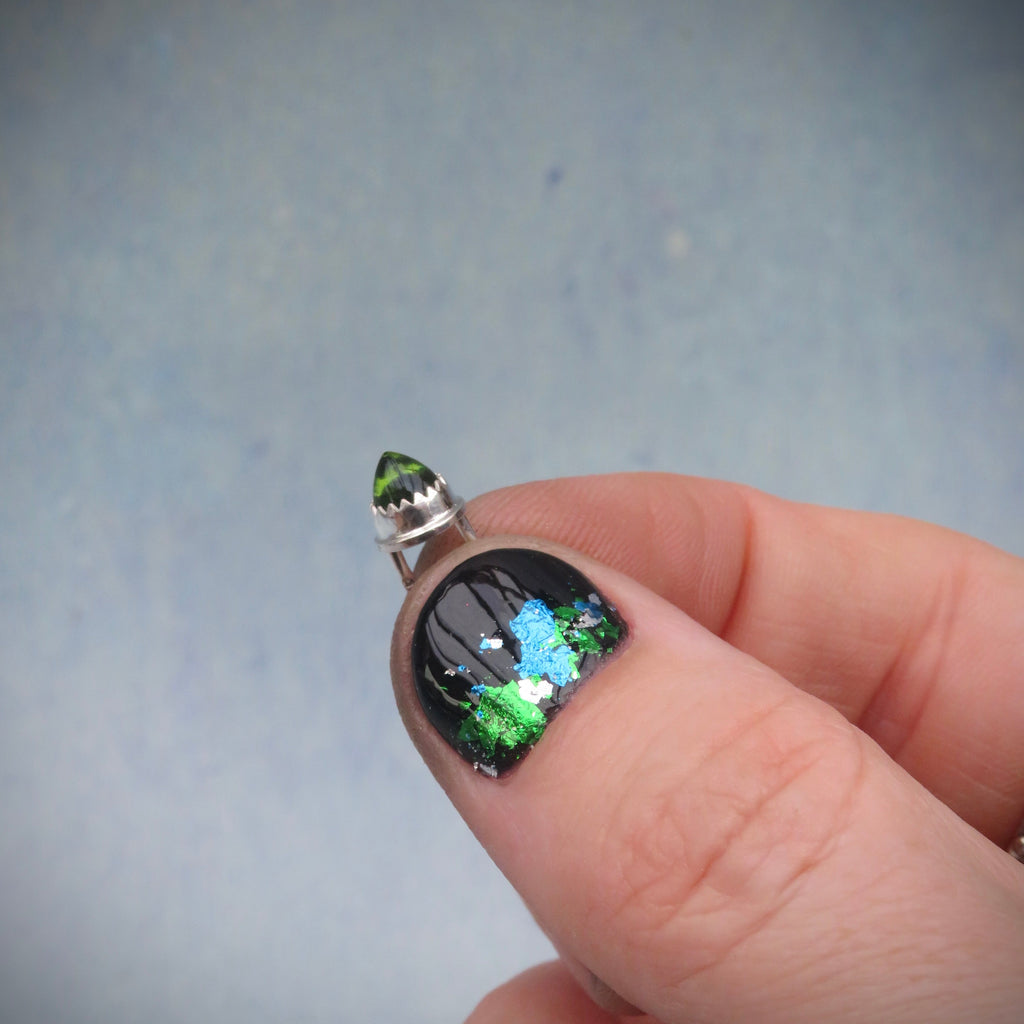 Spelldrop Pendant | Sterling Silver Moldavite Bullet Pendant