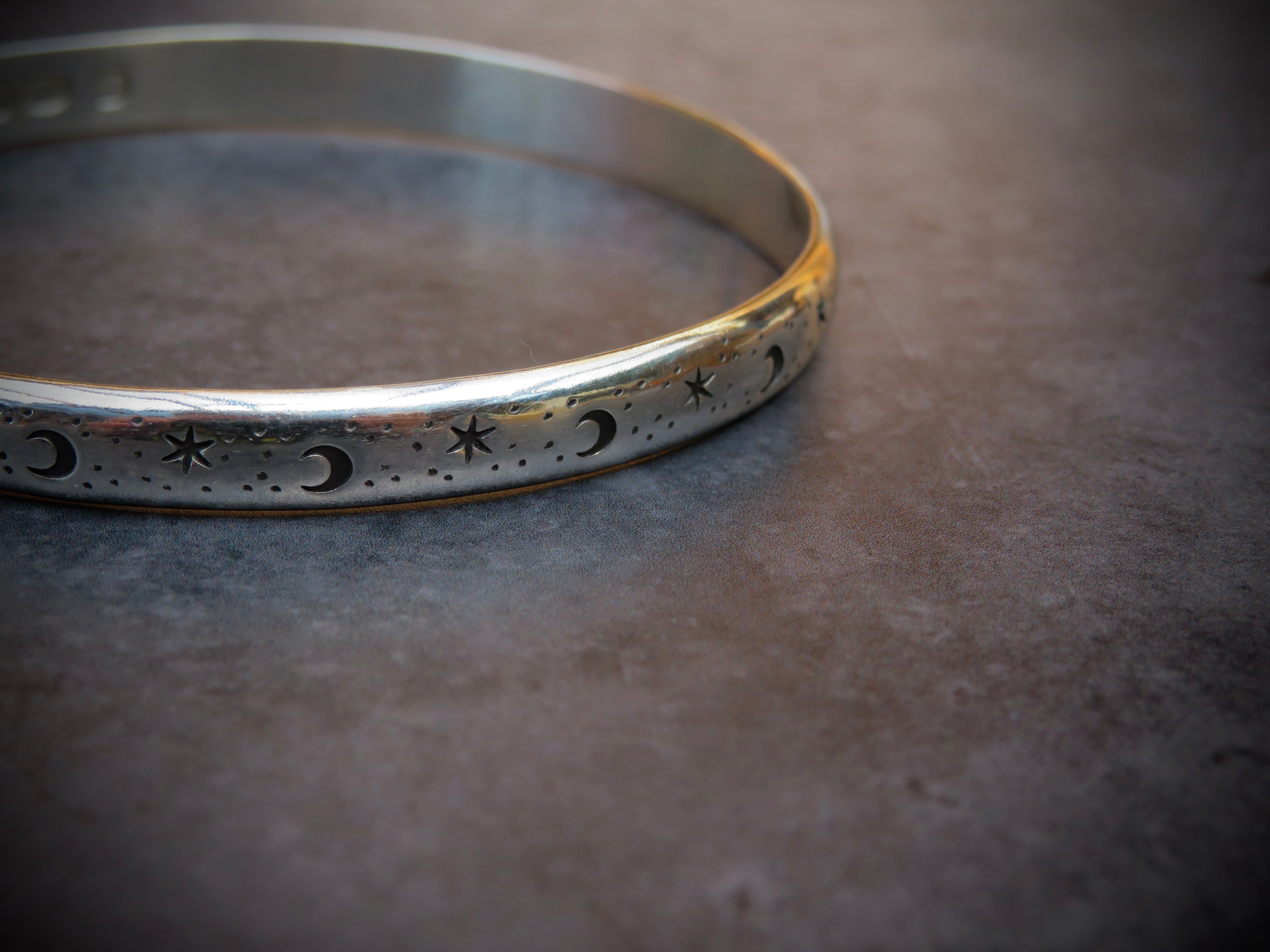 Nyx Bangle | Sterling Silver Moon and Star Bangle