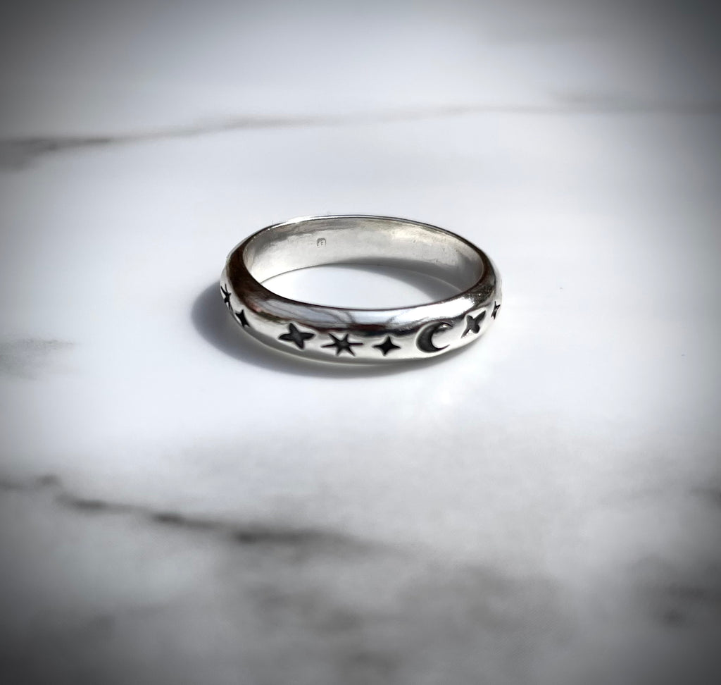 Witch Ring | Sterling Silver Star and Moon Ring