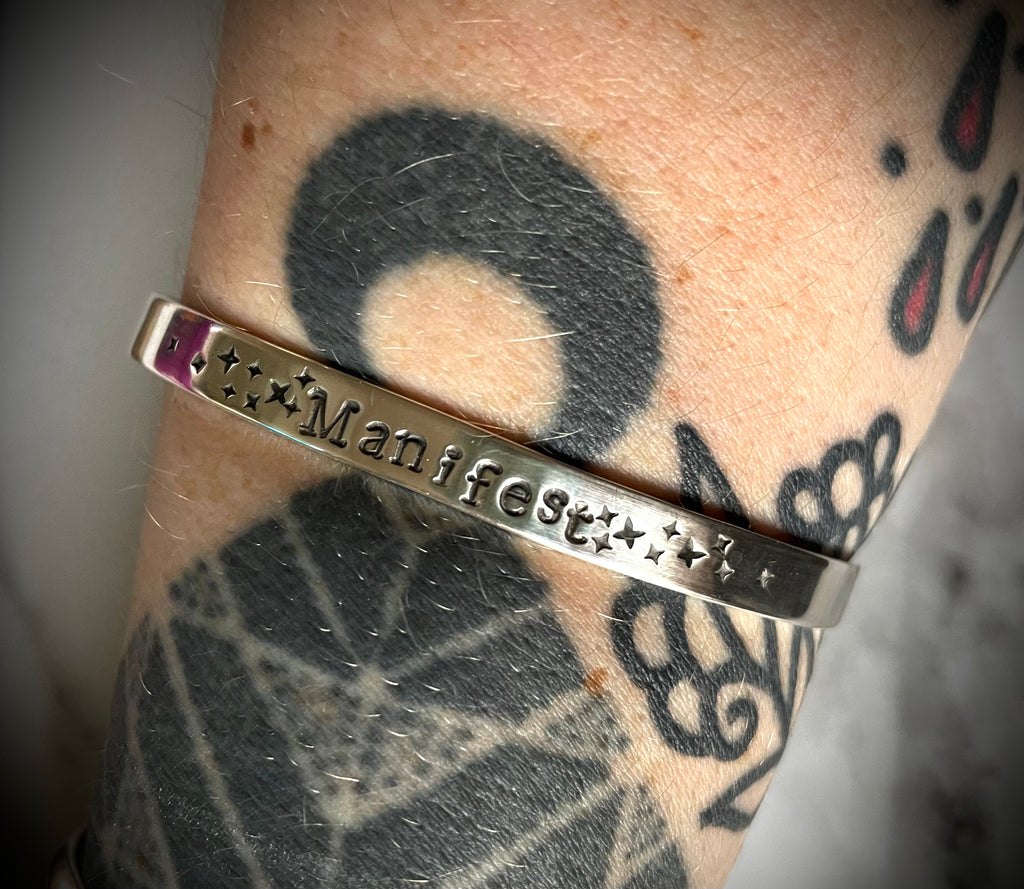 Personalised Word Cuff | Sterling Silver Star Stamped Cuff Bracelet