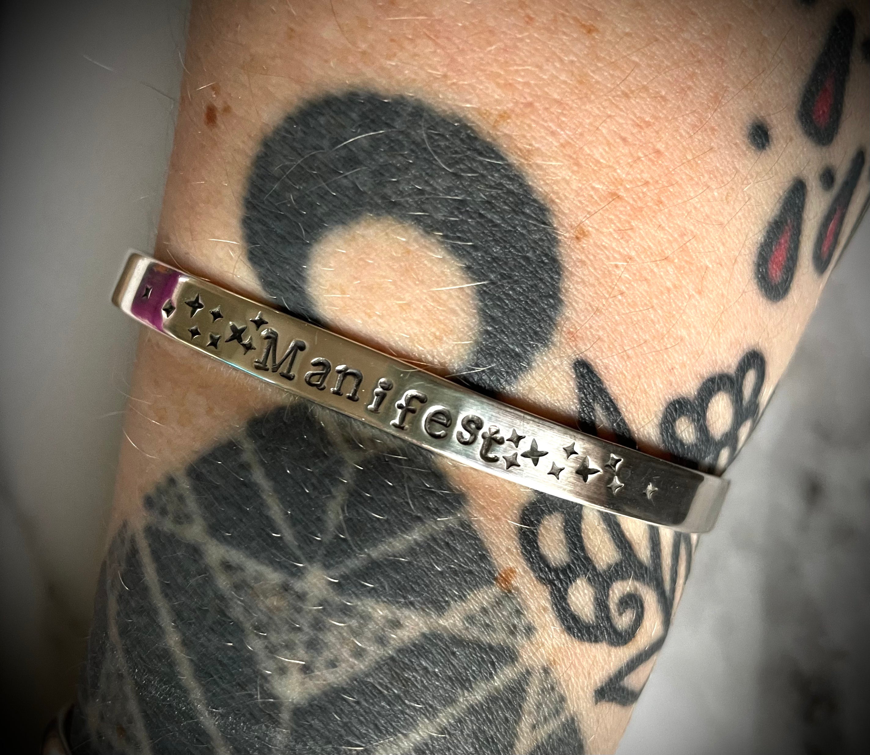 Personalised Word Cuff | Sterling Silver Star Stamped Cuff Bracelet
