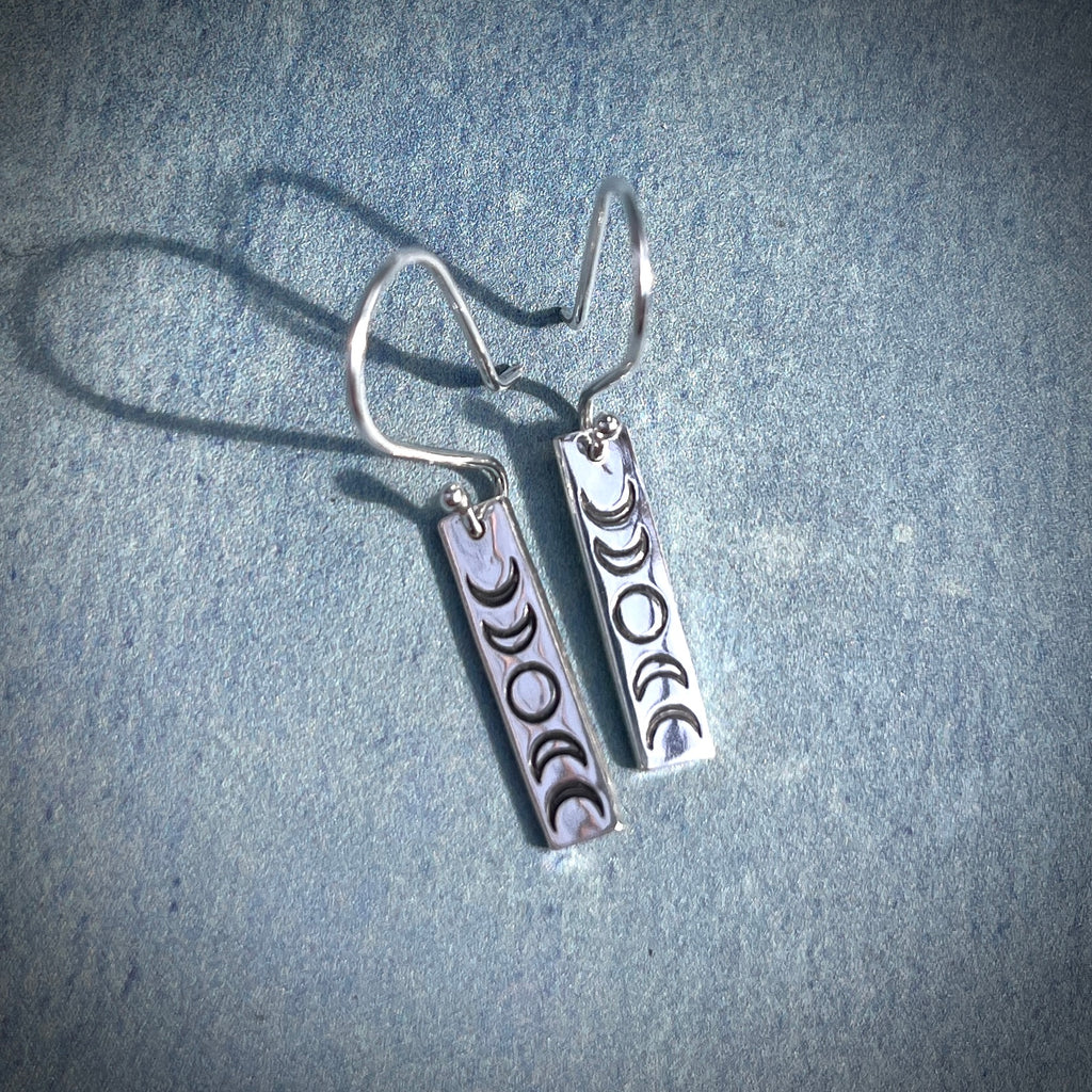 Noctis Moon Phase Earrings | Sterling silver Moon Phase Drop Earrings