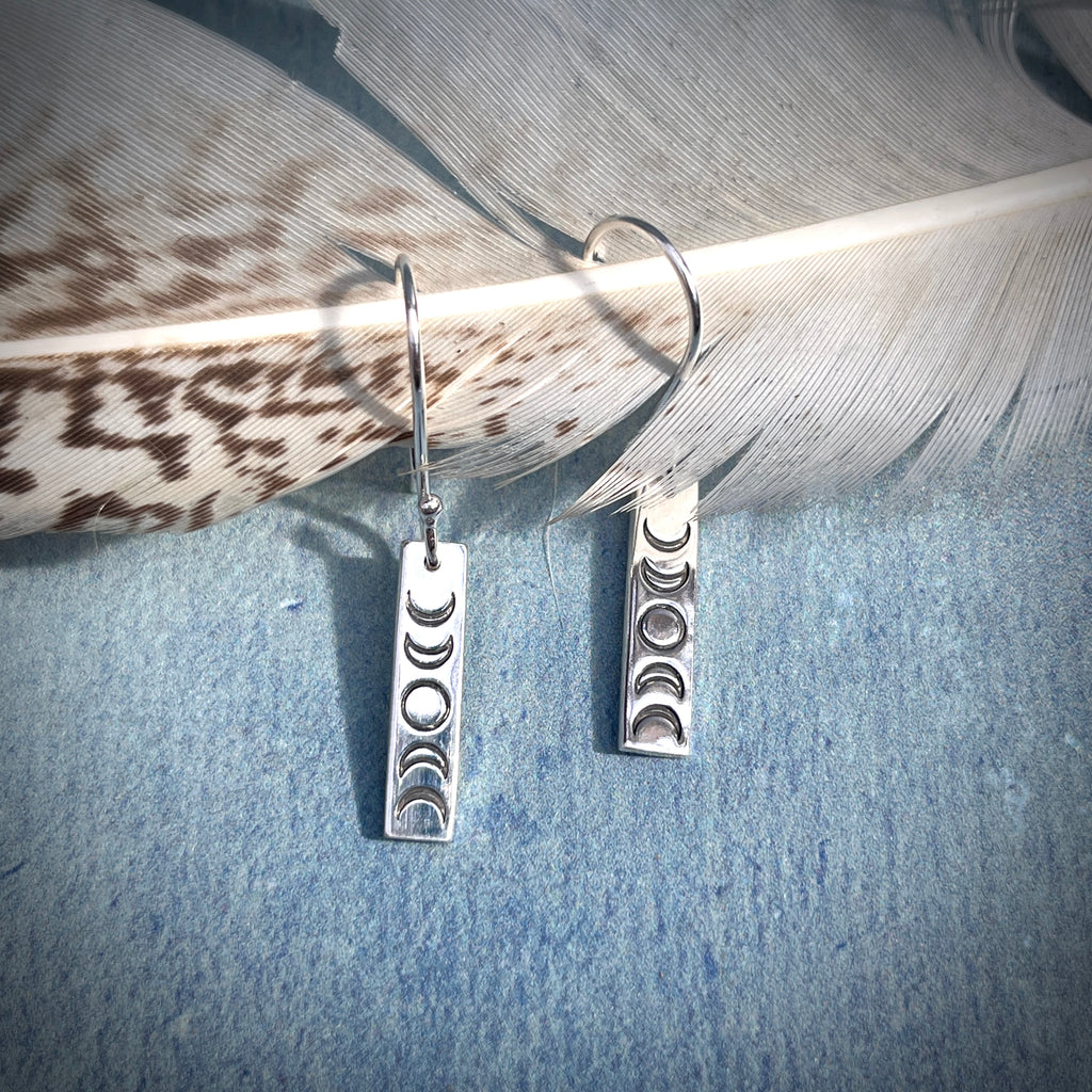 Noctis Moon Phase Earrings | Sterling silver Moon Phase Drop Earrings