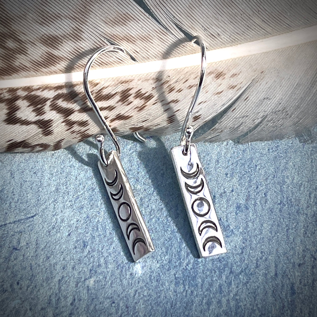 Noctis Moon Phase Earrings | Sterling silver Moon Phase Drop Earrings