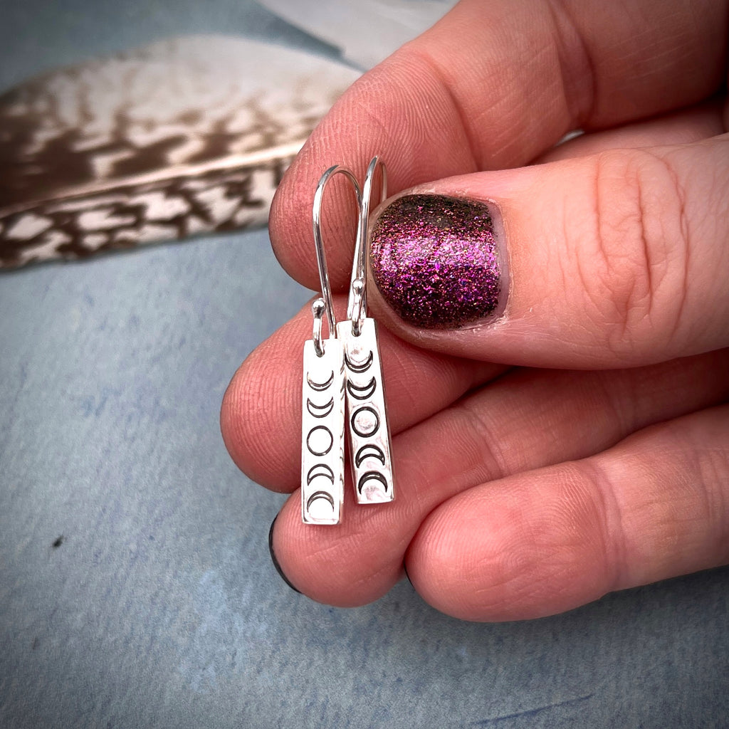 Noctis Moon Phase Earrings | Sterling silver Moon Phase Drop Earrings