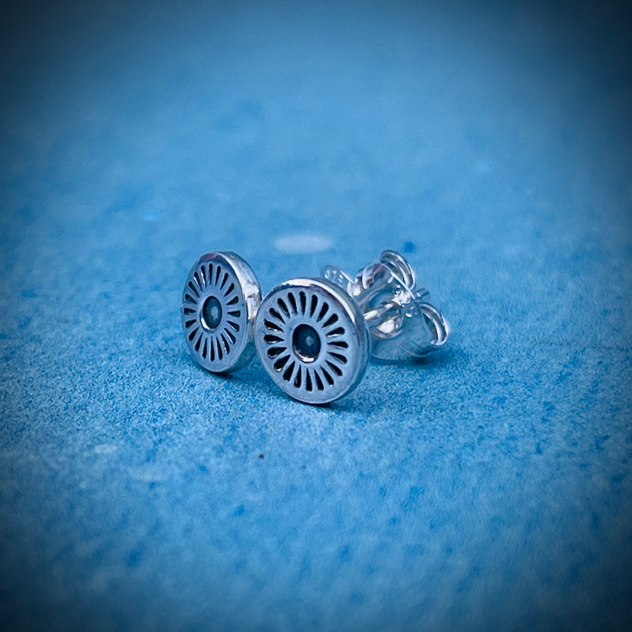 Halo Stud Earrings | Sterling Silver Sun Stud Earrings
