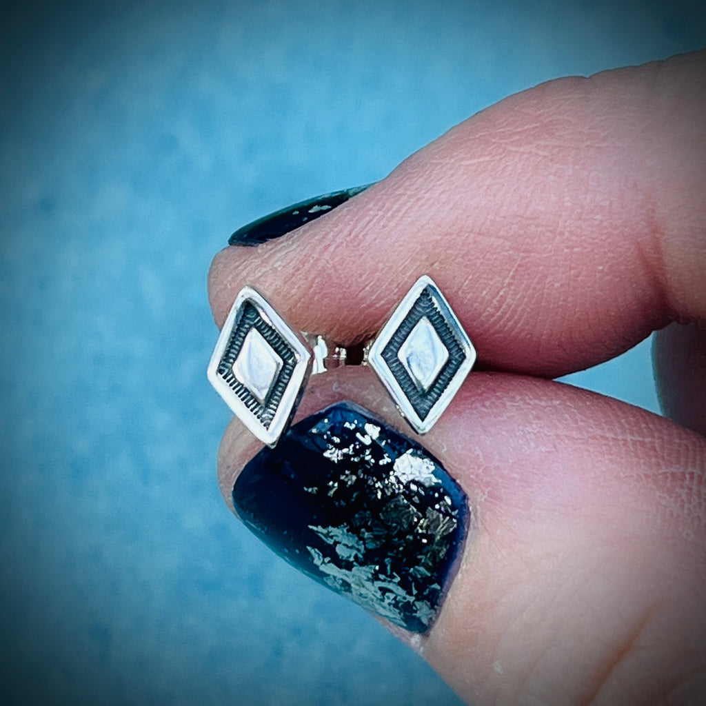 Zenith Stud Earrings | Sterling Silver Diamond Stud Earrings