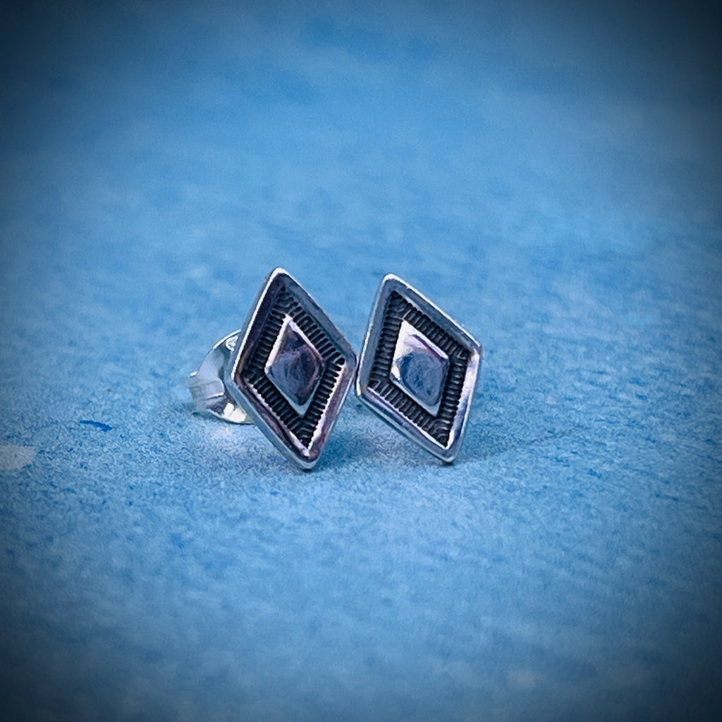 Zenith Stud Earrings | Sterling Silver Diamond Stud Earrings