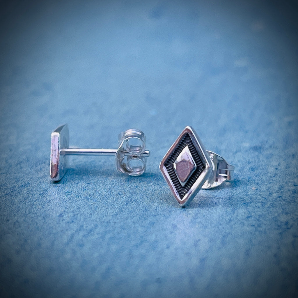 Zenith Stud Earrings | Sterling Silver Diamond Stud Earrings